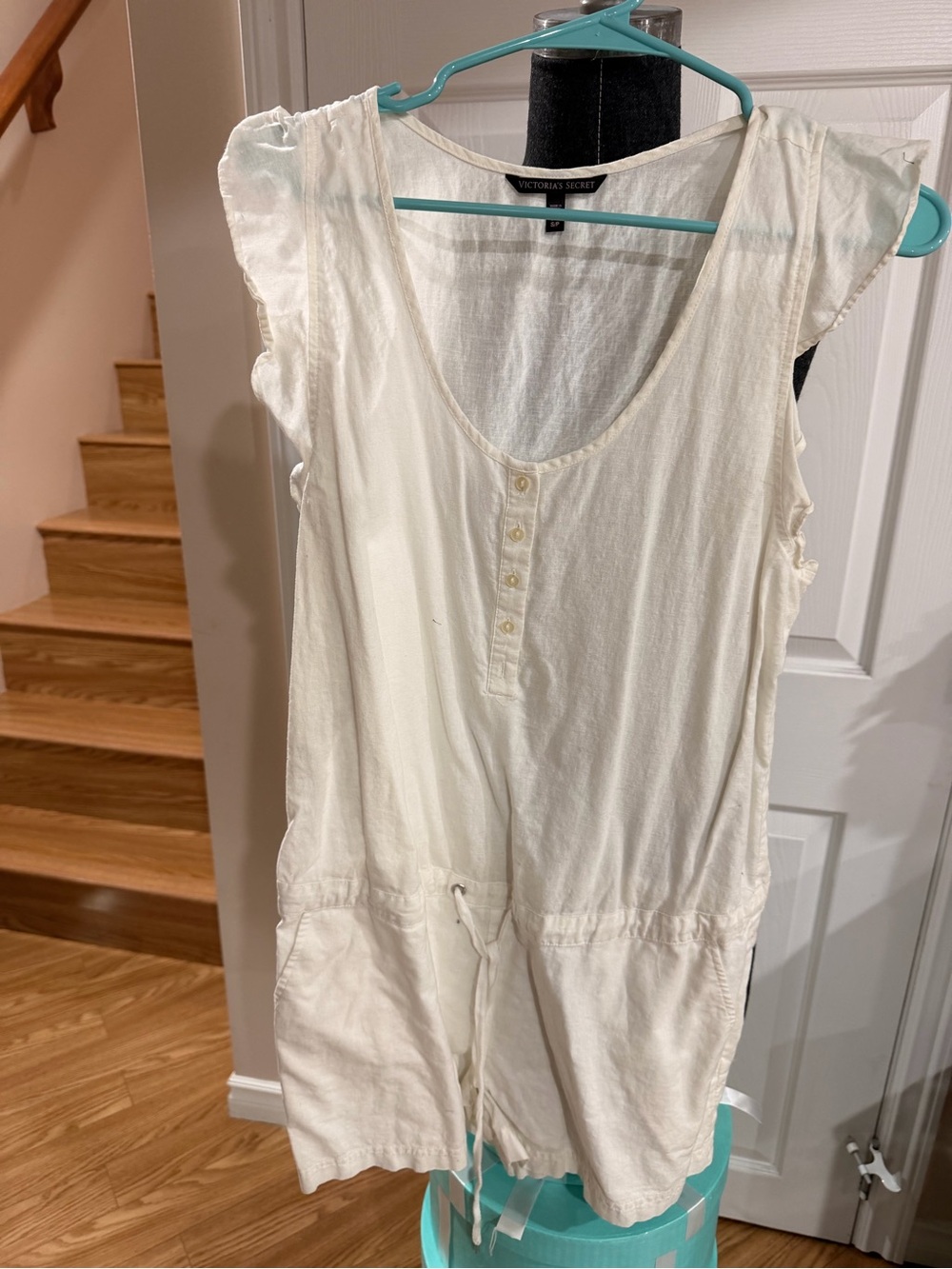 Victoria's Secret Cream Button-Front Romper cover up